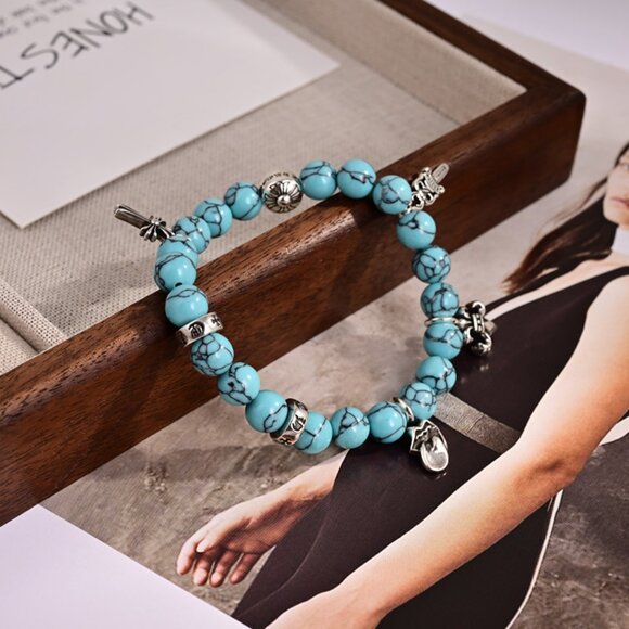Chrome Hearts Turquoise Sterling Silver 925 Bracelet - Picture 5 of 5